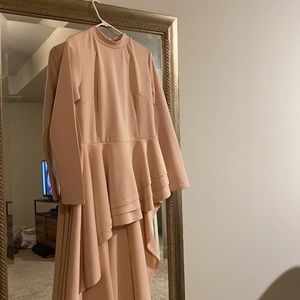 Blush pink asymmetrical couture top